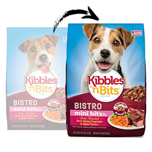 Kibbles 'N Bits Bistro Oven Roasted Beef Flavor Small Breed Mini Bits Dry Dog Food, 3.5 Pound Bag (Pack Of 4)
