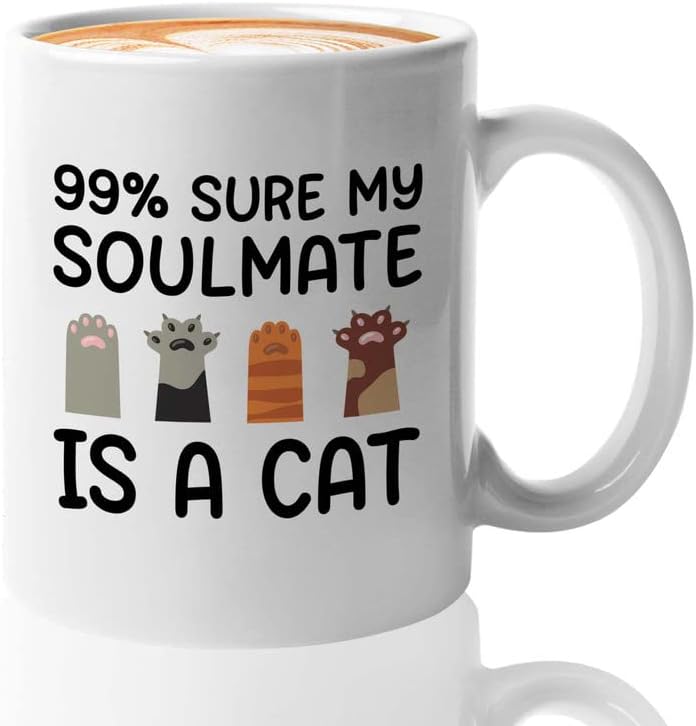  Flairy Land Cat Lady Coffee Mug 15oz Black - Passionate About Cats -Cat Paw Cat Parents Cat Mama Cat Lover Kitties Purr Feline Mom