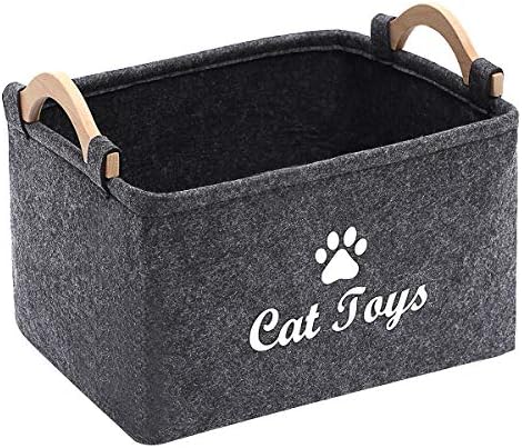  Morezi Felt Pet Toy Box And Dog Toy Box Storage Basket Chest Organizer - Perfect For Organizing Pet Toys, Blankets, Leashes And Food - Dog Toy - Dark Grey