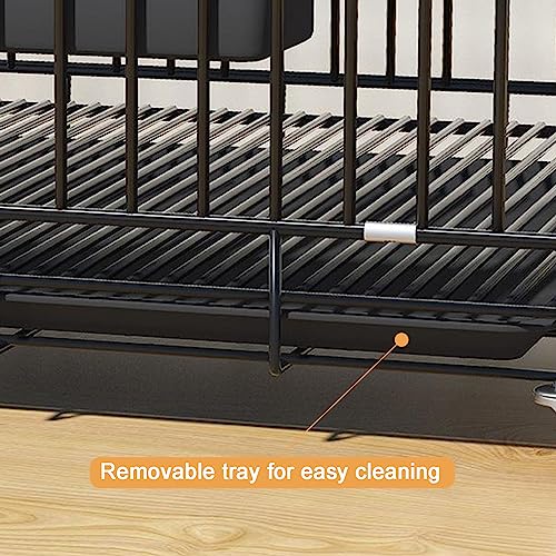  Metal Chicken Coop With 2 Doors And Wheels, Poultry Habitat Cage For Rabbits Cats Dogs