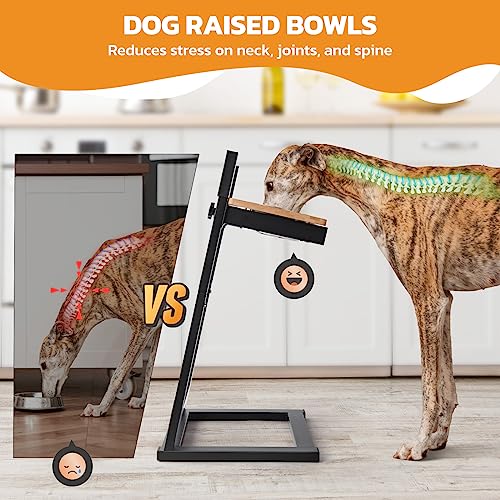  LOOBANI Elevated Dog Bowls For Large Dogs, Adjustable 9 Heights From 5.5" To 21.3" With Two 1.5L Stainless Steel Dog Food Bowls, 9°Tilted Easy Install Raised Dog Bowl Stand For Medium Large Dog