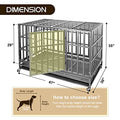  Confote 47 Inch Heavy Duty Dog Crate Metal Cage Kennel, High Anxiety Pet Cage With Lockable Wheels & Double Doors For Medium Large Dogs