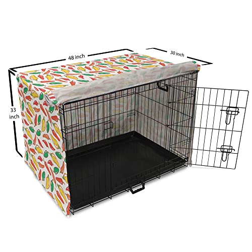  Lunarable Pepper Dog Crate Cover, Vegetarian Food And Vegetables Pattern Exotic Hot Ingredients Mexican Cusine Element, Easy To Use Pet Kennel Cover For Small Dogs Puppies Kittens, 48 Inch, Multicolor