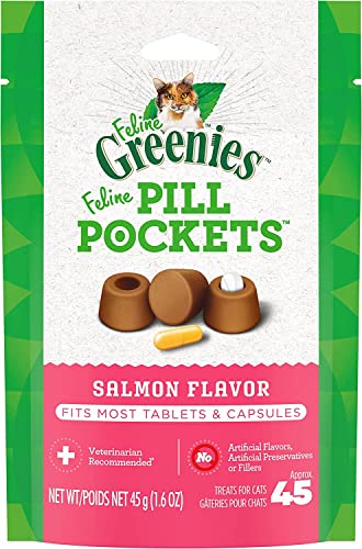  Greenies Pill Pockets Salmon Treats For Cat 45 Oz. 1 Pk
