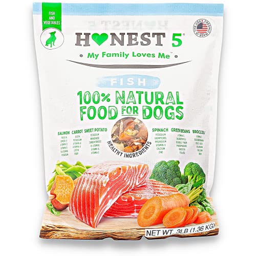  Honest5 - Human-Grade - Frozen Fresh Fish & Broccoli Dog Food - Rich In Omega-3s, 6 Ingredients, Promotes A Shiny Coat And A Healthy Heart, 48 Oz