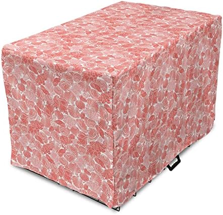  Lunarable Sea Animals Dog Crate Cover, Continuous Prawns Tasty Natural Seafood Pattern On Plain Backdrop, Easy To Use Pet Kennel Cover For Medium Large Dogs, 48 Inch, White And Burnt Sienna