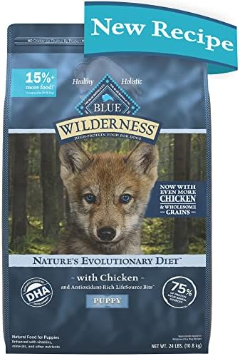  Blue Buffalo Wilderness High Protein Natural Puppy Dry Dog Food Plus Wholesome Grains, Chicken 24 Lb Bag
