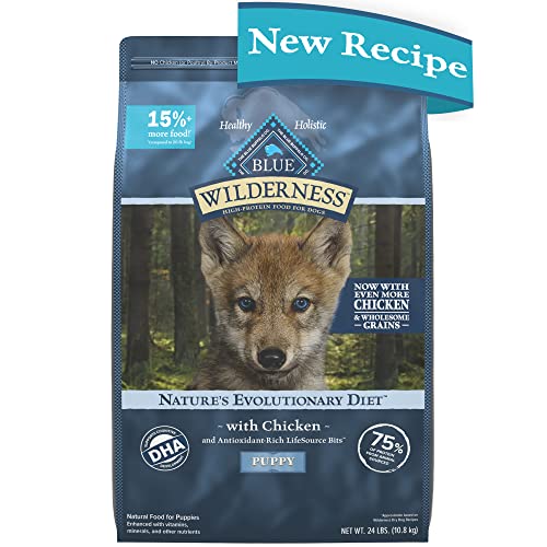  Blue Buffalo Wilderness High Protein Natural Puppy Dry Dog Food Plus Wholesome Grains, Chicken 24 Lb Bag