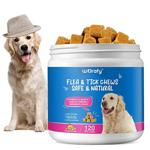  Flea And Tick Prevention For Dogs Chewables Pills, 120 Tablets Flea And Tick Chews For Dogs, Oral Flea Pills For All Breeds And Ages Dogs, Oral Flea Pills For Dogs Supplement