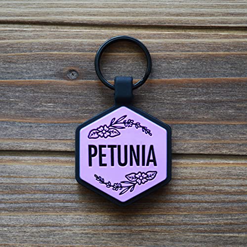  Besties Pets Blossom Customized Silicone Pet ID Name Tags For Collars - Silent And Jingle Free - Ships Fast From California- Custom Designs For Dogs And Cats - Personalized - Laser Engraved