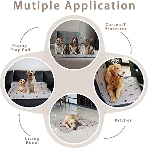  KAWALA Washable Pee Pads For Dogs Reusable Puppy Potty Training Pads Non-Slip Whelping Pads Waterproof Fast Absorption Housebreaking Pads Food Bowl Mats+Free Grooming Gloves