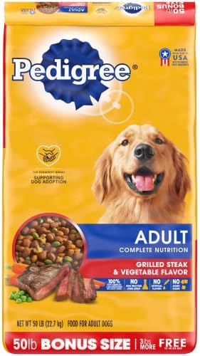  Pedigree Complete Nutrition Adult Dry Dog Food Grilled Steak & Vegetable Flavor Dog Kibble, 18 Lb. Bag
