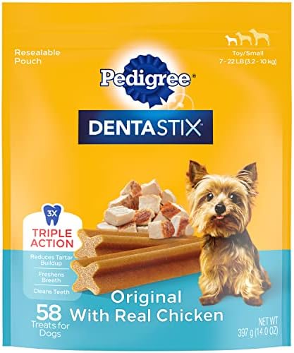  PEDIGREE DENTASTIX Toy/Small Dog Dental Treats Original Flavor Dental Bones, 1.11 Lb. Pack (84 Treats)