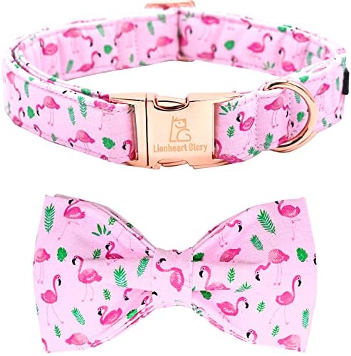  Lionheart Glory Dog Collar, Pink Dog Bow Collar For Female Dogs Collar With Bow Adjustable Bowtie Collar Cute Patterns For Small Dogs Pet Gift