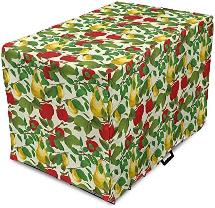  Lunarable Fruit Dog Crate Cover, Repetitive Pattern Of Pear And Apple Branches With Leaves Blooming Organic Foods, Easy To Use Pet Kennel Cover For Small Dogs Puppies Kittens, 42 Inch, Multicolor