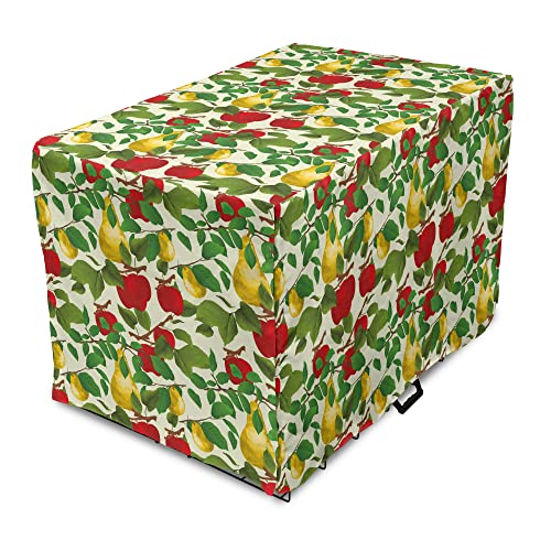  Lunarable Fruit Dog Crate Cover, Repetitive Pattern Of Pear And Apple Branches With Leaves Blooming Organic Foods, Easy To Use Pet Kennel Cover For Small Dogs Puppies Kittens, 42 Inch, Multicolor