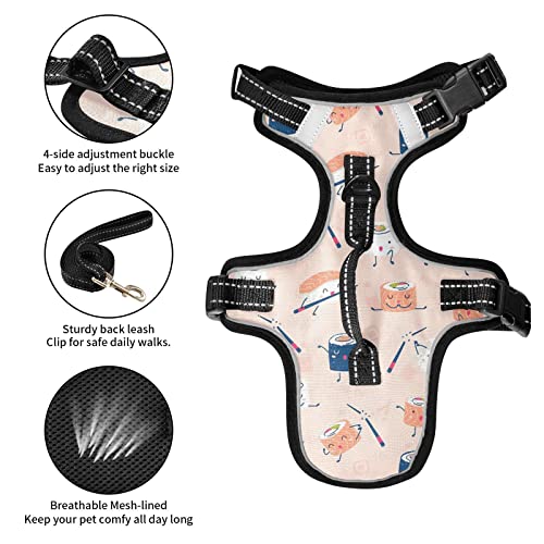  Cartoon Food Sushi Sashimi Dog Harness Adjustable Reflective Dogs Harness Soft Vest Harness For Dog Puppy Pets (with Drawcord)