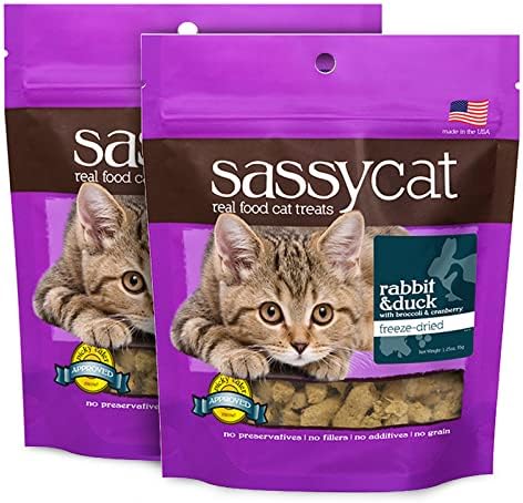  Herbsmith Sassy Cat Treats - Freeze Dried Chicken Treats – All Natural Treats For Cats - Bundle- Duck, Chicken, Rabbit, Turkey, Whitefish, And Salmon