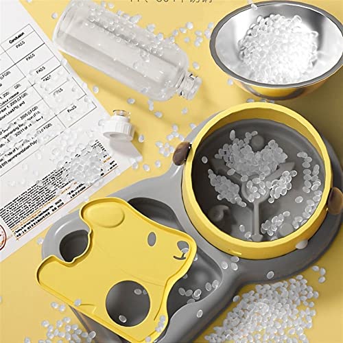  AYENCI Cat Automatic Water, 3 In 1 Dog Food Bowl Automatic Dog Water Dispenser Slow Pet Feeder With 500ml Water Bottles Cat Puppy Bowl Dog Accessories (Color : Yellow)