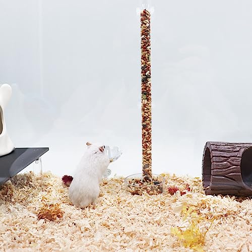  Hamsters Feeder, Transparent Acrylic Feeder Tube And Feeding Dish Set With Suction Cup, Small Animals Food Gravity Auto Dispensers, Suitable For Hamster Rat Guinea Pig Bird Parrot Lizard Hedgehog