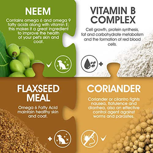 Yuma Natural Flea And Tick Chews For Dogs- Coriander, Neem. Flax Seed And Vitamins Complex For Flea And Tick Prevention For Dogs