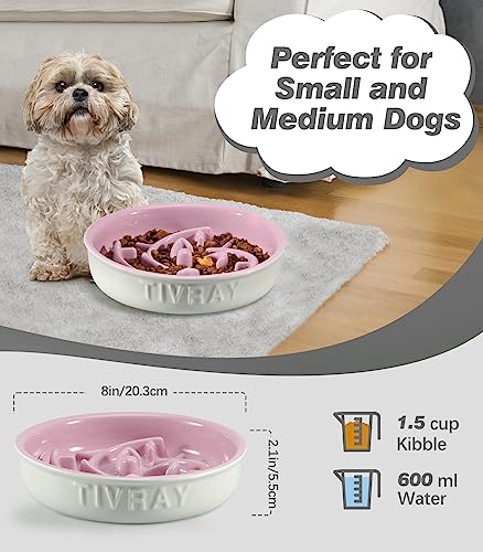  Tivray Slow Feeder Dog Bowls Small Breed, 1.5 Cups Ceramic Dog Slow Feeder Bowl, Puppy Slow Feeder Bowl For Fast Eaters Puzzle Dog Food Bowls Slow Feeder, Slow Eating Dog Bowl For Small & Medium Dogs