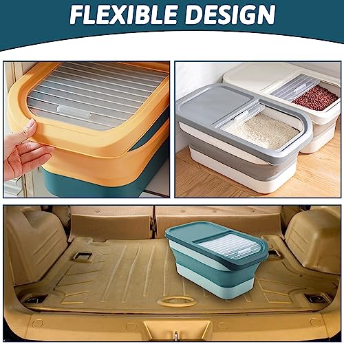  BNOSDM 2 Pack Folding Pet Food Storage Container, 15lb Dog And Cat Food Storage Bin, Clear Sliding Lid, Suitable For Pet Food, Rice, Flour, Plastic, Easy Storage Green