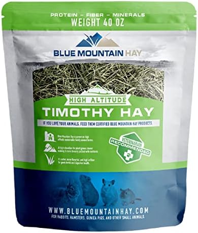  Blue Mountain High Altitude Timothy Hay (5 LB) Rabbits, Guinea Pigs | Bunny Rabbit, Hamster, Chinchilla & Gerbil Feed | Similar To Alfalfa Cubes, Orchard Grass Hay