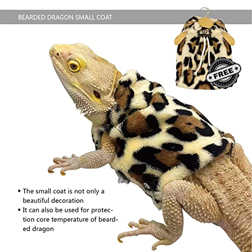  Bearded Dragon Leash & Leopard Pattern Carrier, Lizard Adjustable Harness With Leather Wings And Sling Bag, With Beardie's Leopard Pattern Coat, Reptile Small Pet Batwing Accessories For Outdoor