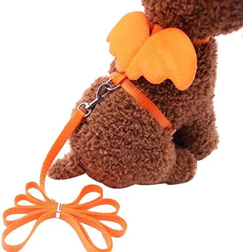  XxiaoTHAWxe Pet Leash Traction Rope, Cute Solid Color Mini Wings Nylon Pet Harness Chest Strap Dog Cat Lead Leash For Walking Training Running - Coffee XS