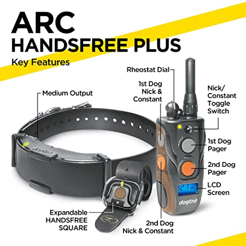  Dogtra ARC HANDSFREE Plus Remote Training Dog Collar - 3/4 Mile Range, Expandable To 2 Dogs, Waterproof, Rechargeable, 127 Training Levels, High Performance Vibration, W/ PetsTEK Clicker