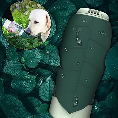  AACARB Cat Water Dispenser, Portable Pet Water Bottle Soft Silicone Leaf Design Travel Dogs Bowl Outdoor Walking Water Bottle Cat Supplies Drinking Device (Color : Green)