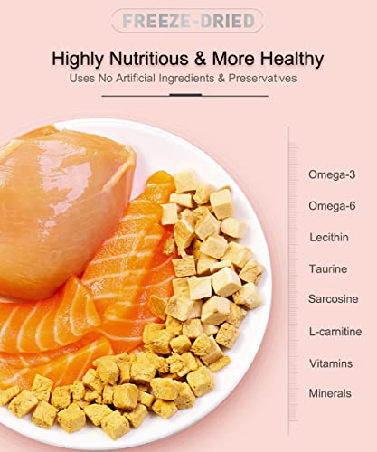  BNYEE Freeze Dried Chicken Cat & Dog Treats – 8 OZ Chicken Meat - High Protein, Bite-Sized, Training Treats Snacks (Chicken)