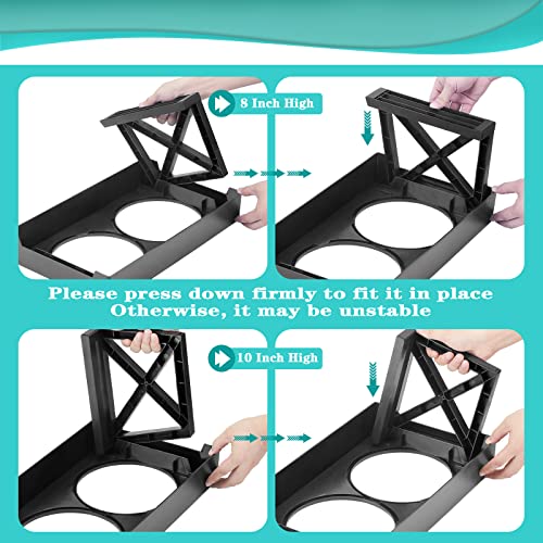  MDEHOPET Elevated Dog Bowls For Large Dogs, 3 Adjustable Heights Raised Pet Bowl Stand Feeder With Slow Feeder Bowl 2 Stainless Steel Food & Water Bowls For For Small Medium Large Dogs And Pets