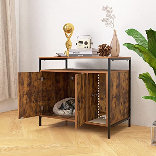  Pshelfy Litter Box Enclosure, Modern Cat Litter Box Furniture Hidden, Wooden Cat Washroom Storage Bench, Hidden Cat Litter Cabinet, For Living Room, Bedroom, Entrance Hallway, Rustic Brown
