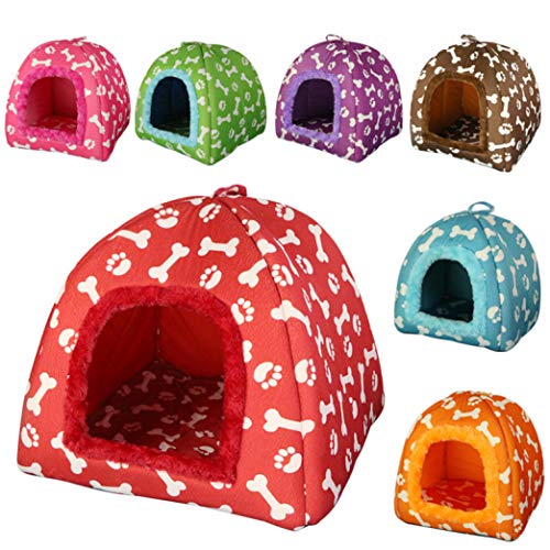  SENERY Warm Mongolian Yurts Shape Dog Bed Cave Foldable Cat Castle Bone Puppy House Tent Kennel Nest Small Dog Cushion