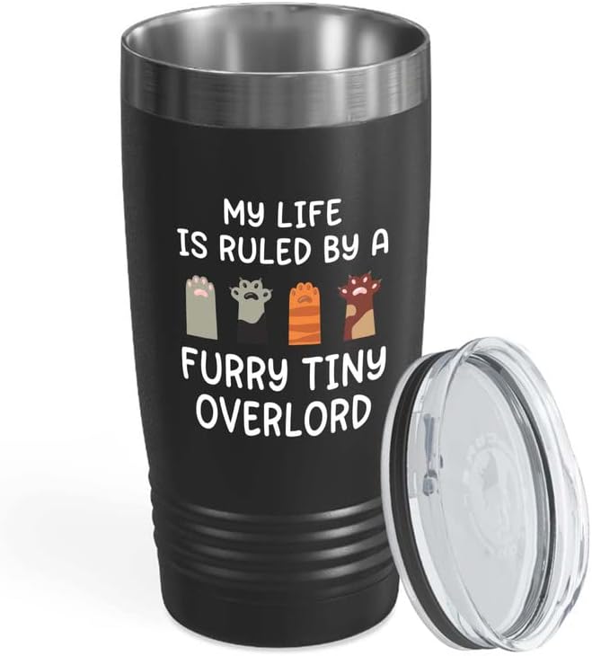  Flairy Land Cat Lady Black Tumbler 20oz - Appreciate Felines -Cat Paw Cat Parents Cat Mama Cat Lover Kitties Purr Feline Mom