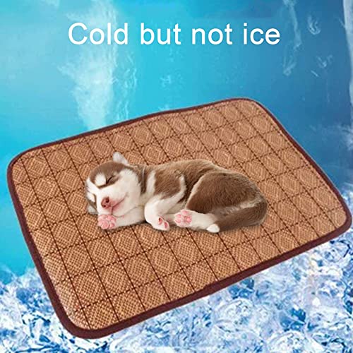  Hnjtkj Pet Dual-Use Mat Cushion Summer Cooling Comfortable And Cool Bamboo Fiber Mat Pet Supplies 40 * 30CM,Brown,40CM*30CM