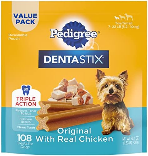  PEDIGREE DENTASTIX Toy/Small Dog Dental Treats Original Flavor Dental Bones, 1.11 Lb. Pack (84 Treats)