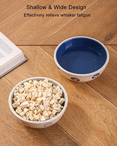  ARRADEN Cat Food And Water Bowl Set, 2pcs Ceramic Cat Bowl, 8 OZ Large Cat Bowls, Whisker Friendly Cat Food Bowls For Indoor Cats, Puppies, Small Dogs