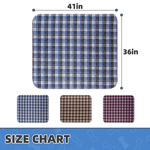  KOOLTAIL Washable Pee Pads For Dogs - Waterproof & Non-Slip Plaid Puppy Potty Training Pads, Reusable Whelping Pads, Dog Food Feeding Mat,Blue & Purple & Brown