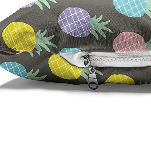  Ambesonne Scandinavian Pet Bed, Colorful Tropical Pineapples On Dark Toned Background Ornate Ripe Exotic Food, Chew Resistant Pad For Dogs And Cats Cushion With Removable Cover, 24" X 39", Multicolor