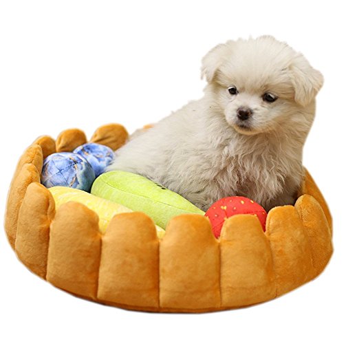  S-Lifeeling Pet Tart Bed Cushion Detachable Soft Fuzzy Cat Bed Winter Plush Lovely Tart Warm Nest Kennel Comfortable Extended Dog Mat Pad
