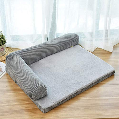  Big Incisors Dog Bowls Mat Large， Removable Soft Pet Dog Sleeper Sofa Bed Winter Warm Tower Rest House Lounger Pets Mat Nest Large XL Dogs Mattress S/M/L/XL-grey-90x70x15cm