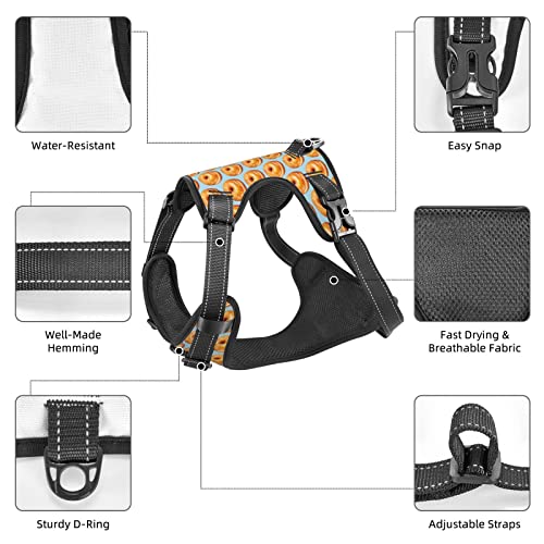  Dog Harness No Pull Walking Pet Harness With Leash, Bagel Food Funny Pattern Adjustable Reflective Oxford Vest With Easy Control Front Clip For Pet Dogs Outdoor