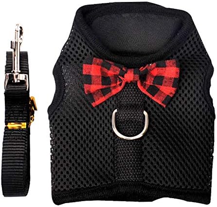  XxiaoTHAWxe Pet Leash Traction Rope, Small Animal Rabbits Hamster Vest Harness Walking Soft Bowknot Mesh Chest Strap For Walking Training Running - Black L