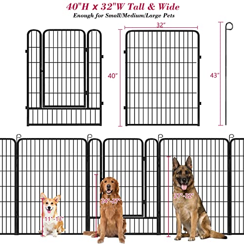  Jhsomdr 40" Outdoor Dog Fence Portable Dog Playpen For Small Medium Large Dogs, Dog Kennel Outdoor 28 Panels Pet Playpen Heavy Duty Dog Play Pens For Puppys Dog Fence For RV Camping