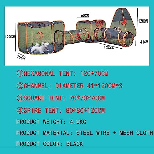  NOLLAM 6-in-1 Outdoor Large Cat Tent, Pop Up Cat Playpen With Cat Tunnel, Cat Houses & Condos, Portable Cat Playpen Outdoor Enclosures For Cat, Kitty, Dog, Puppy, Rabbit