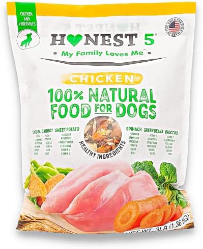  Honest5 - Human-Grade - Frozen Fresh Fish & Broccoli Dog Food - Rich In Omega-3s, 6 Ingredients, Promotes A Shiny Coat And A Healthy Heart, 48 Oz