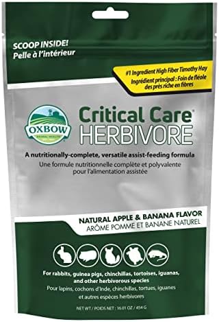  Oxbow Animal Health Critical Care, Herbivore, Apple-Banana Flavor, 454 Gram Bag, 1-lbs (70105)